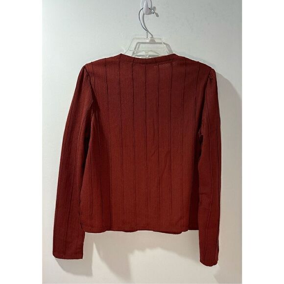 Status by Chenault women’s brick red ribbed long sleeve sweater Lg NWOT #33-0854 - Picture 2 of 6